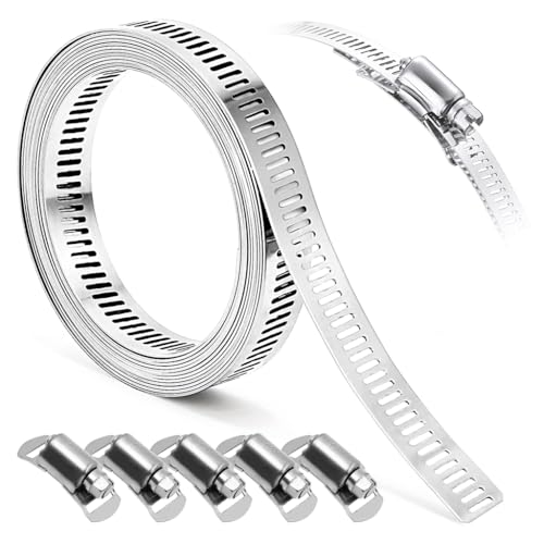 Serplex® 6.6ft Hose Clamp Roll 304 Stainless Steel Hose Clips with 5 Fastening Bolts Attachment Cuttable Hose Clamp Band for Plumbing, Pipe Repairing, DIY - Image 1