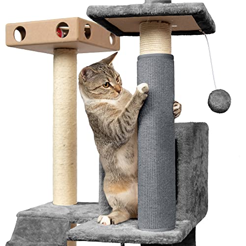 Furhaven Wrap Around Scratching Post Cover for Indoor Cats Fits Posts Up to 35 Diameter Durable Less Mess Tiger Tough Carpet Scratch Mat Gray Extra LargeXL - Image 1