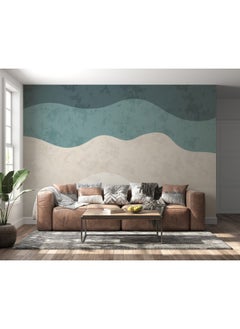 Home Gallery Minimalist Curve Shape With Grunge Texture Fabric Wallpaper Covers An Area ​​Up To 4.2Mx3M With Adhesive  And Smoothing Tool  - Image 4