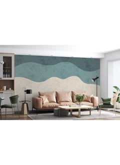 Home Gallery Minimalist Curve Shape With Grunge Texture Fabric Wallpaper Covers An Area ​​Up To 4.2Mx3M With Adhesive  And Smoothing Tool  - Image 2