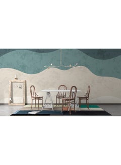 Home Gallery Minimalist Curve Shape With Grunge Texture Fabric Wallpaper Covers An Area ​​Up To 4.2Mx3M With Adhesive  And Smoothing Tool  - Image 3