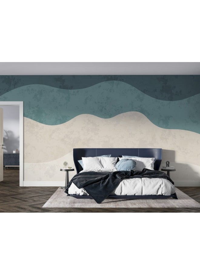 Home Gallery - Minimalist Curve Shape With Grunge Texture Fabric Wallpaper Covers An Area ​​Up To 4.2Mx3M With Adhesive  And Smoothing Tool - Image 1