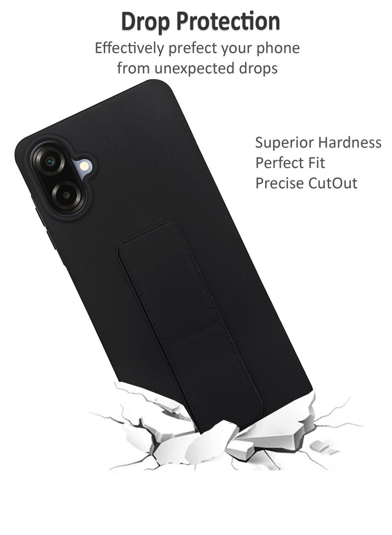Waldic Samsung Galaxy A07 4G HAND HOLDER | Premium Soft Silicone Magnetic Hand Grip Case Cover Designed for Samsung Galaxy A07 4G | Samsung Galaxy A07 4G Case Camera and Drop Protection Thin Protective Back Cover Case for Samsung Galaxy A07 4G - Black - Image 3