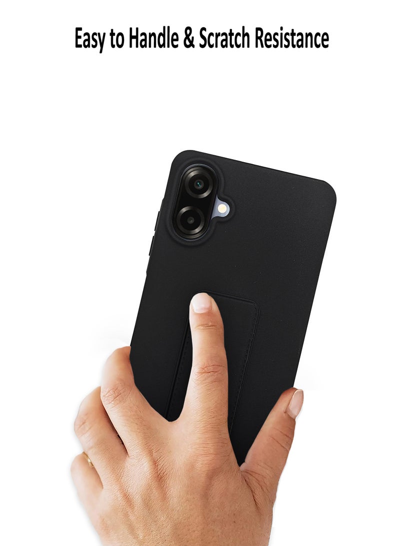 Waldic Samsung Galaxy A07 4G HAND HOLDER | Premium Soft Silicone Magnetic Hand Grip Case Cover Designed for Samsung Galaxy A07 4G | Samsung Galaxy A07 4G Case Camera and Drop Protection Thin Protective Back Cover Case for Samsung Galaxy A07 4G - Black - Image 4