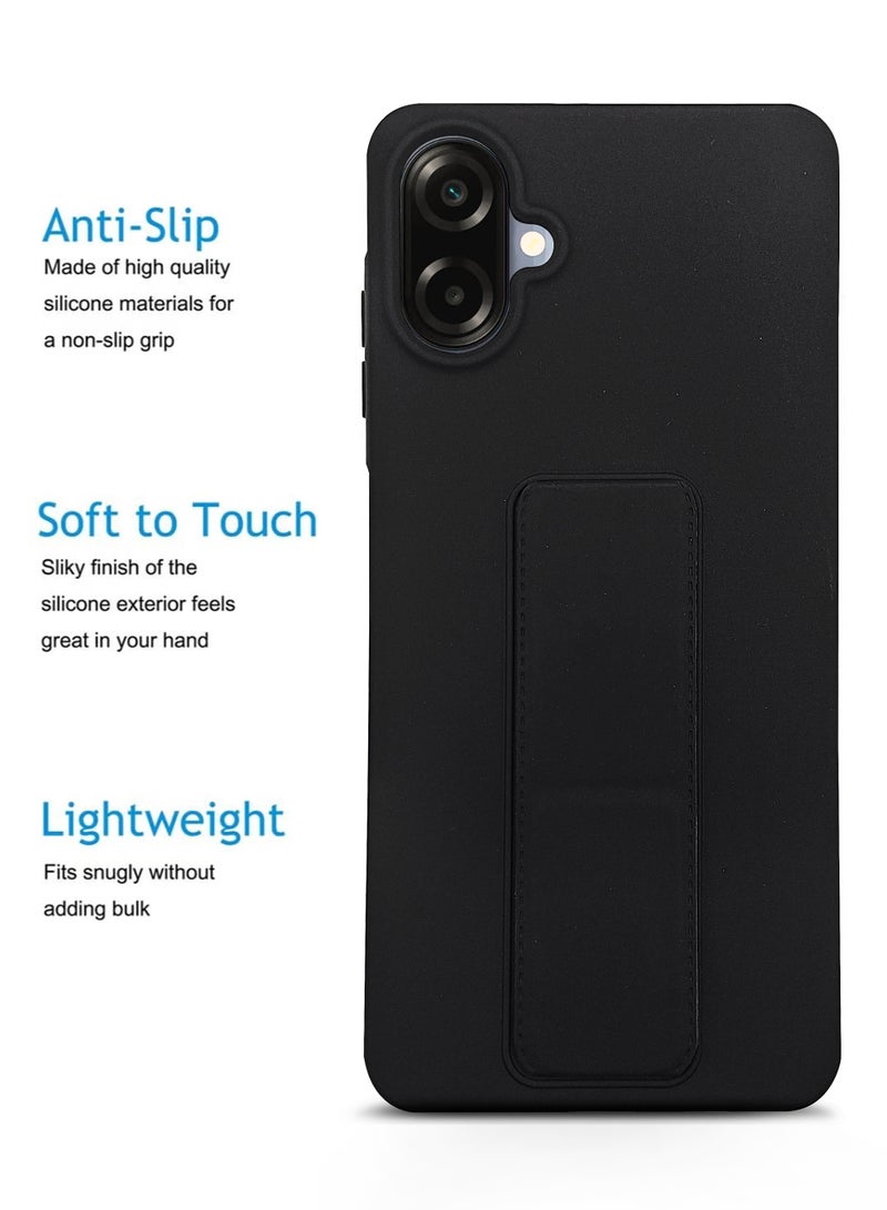 Waldic Samsung Galaxy A07 4G HAND HOLDER | Premium Soft Silicone Magnetic Hand Grip Case Cover Designed for Samsung Galaxy A07 4G | Samsung Galaxy A07 4G Case Camera and Drop Protection Thin Protective Back Cover Case for Samsung Galaxy A07 4G - Black - Image 2