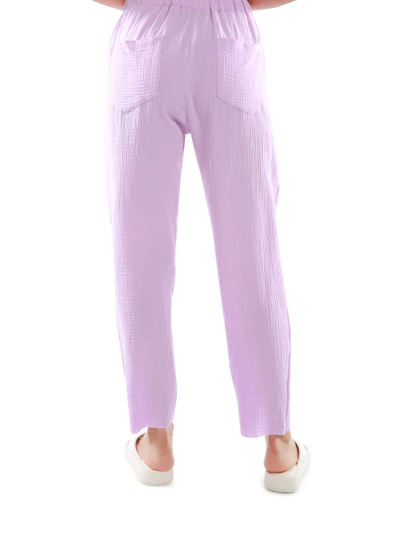 London Rag Light Purple Drawstring Narrow Bottom Summer Pants.