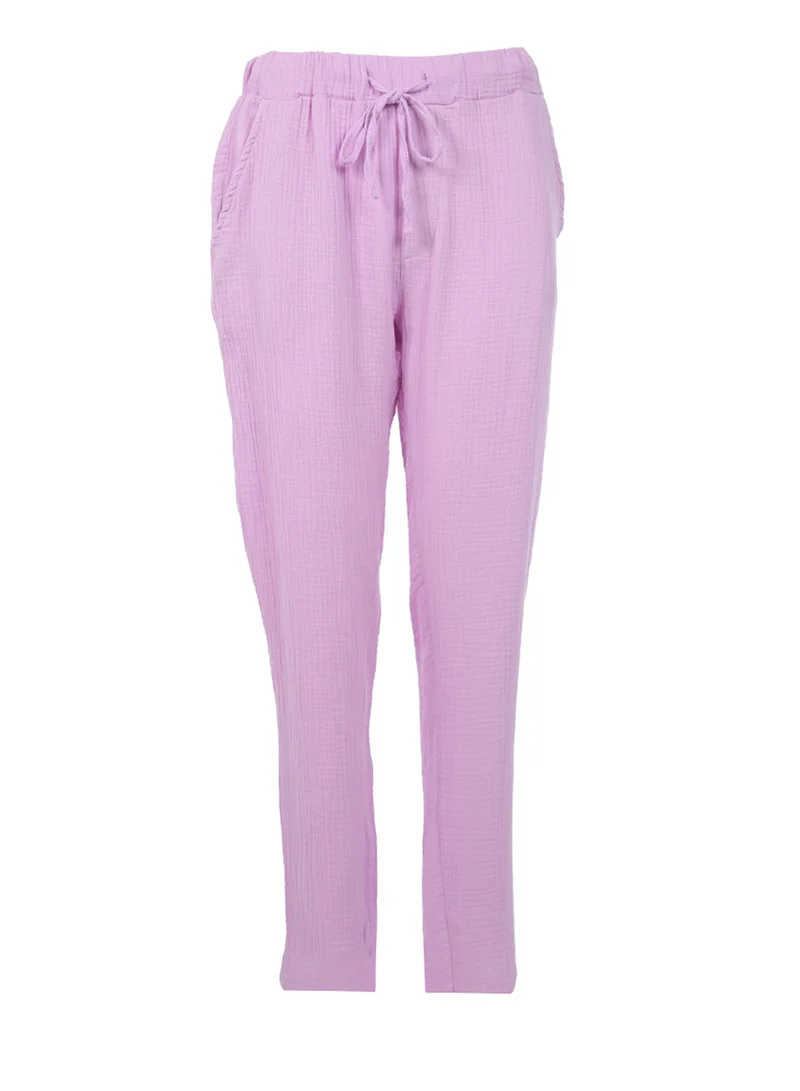 London Rag Light Purple Drawstring Narrow Bottom Summer Pants.