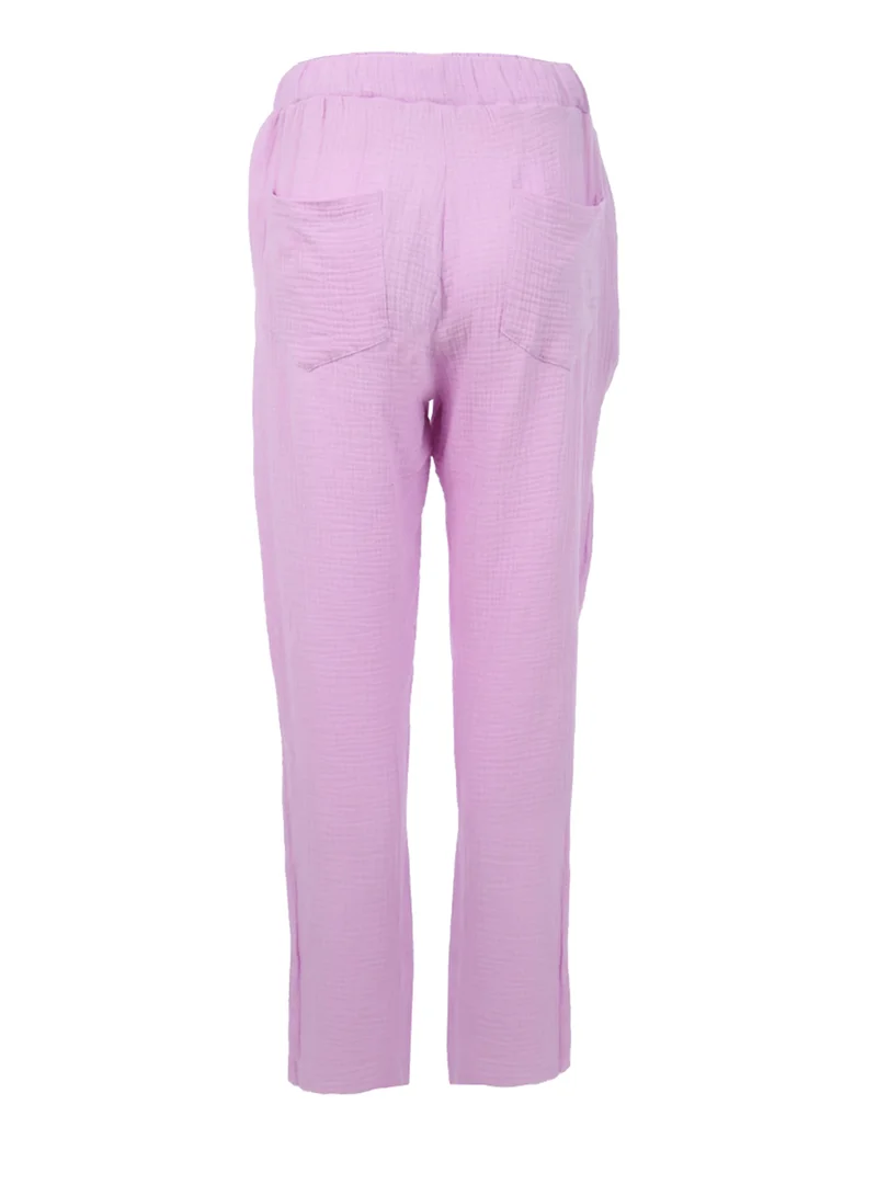 London Rag Light Purple Drawstring Narrow Bottom Summer Pants.