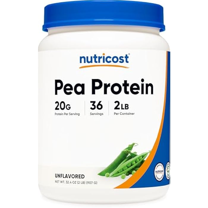 Nutricost Pea Protein Powder (2 LBS) Unflavored - 20g of Vegan Pea Protein Isolate, GMO-Free, Gluten-Free, 36 Servings - Image 1