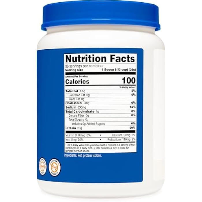 Nutricost Pea Protein Powder (2 LBS) Unflavored - 20g of Vegan Pea Protein Isolate, GMO-Free, Gluten-Free, 36 Servings - Image 5