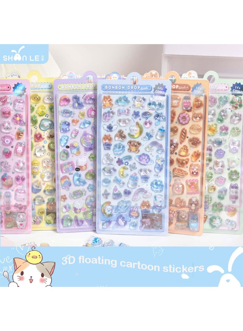 SYOSI مجموعة ملصقات عائمة ثلاثية الأبعاد 300 قطعة، موضوع مغامرة عالم الأطفال مع تصميمات بطريق صغير، حوت، أرنب، فيل، وفواكه، ملصقات افعلها بنفسك للمتعة الإبداعية، مثالية لمشاريع الحرف اليدوية للأطفال - Image 2