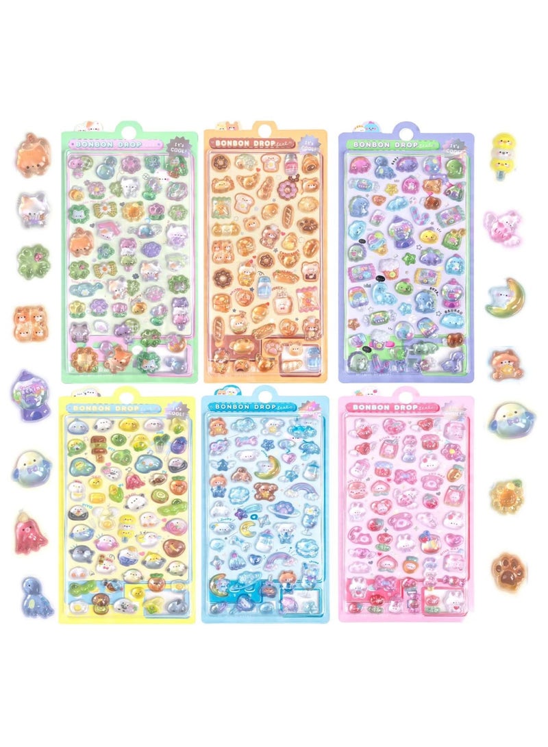 SYOSI مجموعة ملصقات عائمة ثلاثية الأبعاد 300 قطعة، موضوع مغامرة عالم الأطفال مع تصميمات بطريق صغير، حوت، أرنب، فيل، وفواكه، ملصقات افعلها بنفسك للمتعة الإبداعية، مثالية لمشاريع الحرف اليدوية للأطفال - Image 1