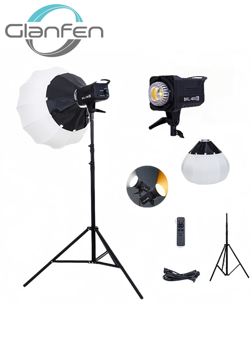 Glanfen Professional Photography Studio Lighting Kit,160W 2700K-6500K Professional COB Led Video Ligh with 65cm Softbox & Adjustable Stand for Photo/Video/Live Streaming - Image 1