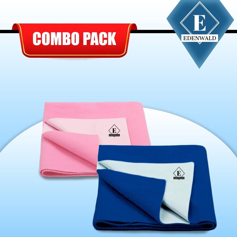 Edenwald Waterproof Quick Dry Sheet Pack of 2 | drysheet/Urine Sheet | (Pink+Royal Blue_Small (50cm x 70cm) - Image 2