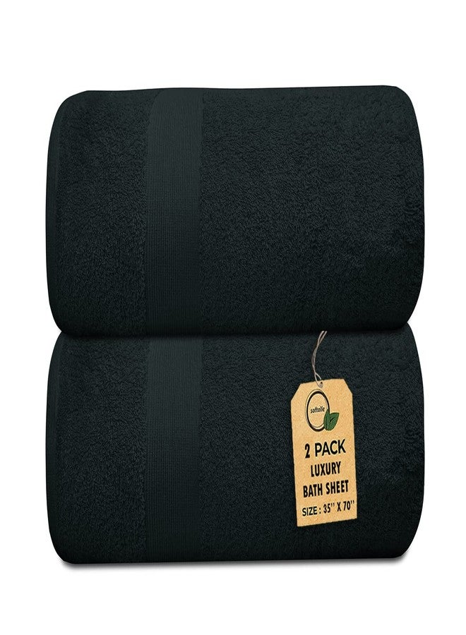 Softolle 100% Cotton Luxury Bath Sheets - Pack of 2 (35" x 70") | Super Soft, Quick-Dry & Highly Absorbent Towels for Bathroom, Home, Spa & Gym (Black) - Image 1