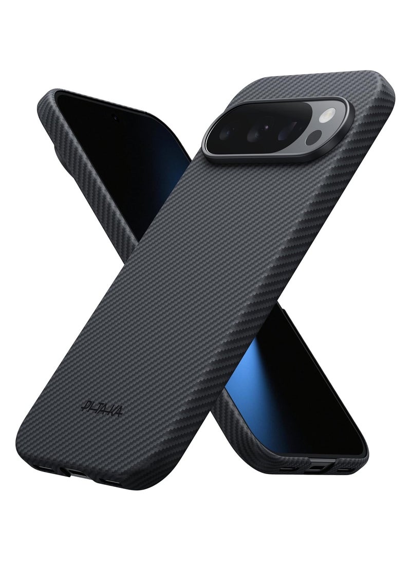 PITAKA غطاء PItaka لجهاز Google Pixel 10، غطاء رقيق وخفيف لجهاز Pixel Fold مع MagSafe، مصنوع من ألياف الأراميد [MagEZ Case 5 - نسج مدمج أسود/رمادي] (Pixel 10 Pro XL) - Image 1