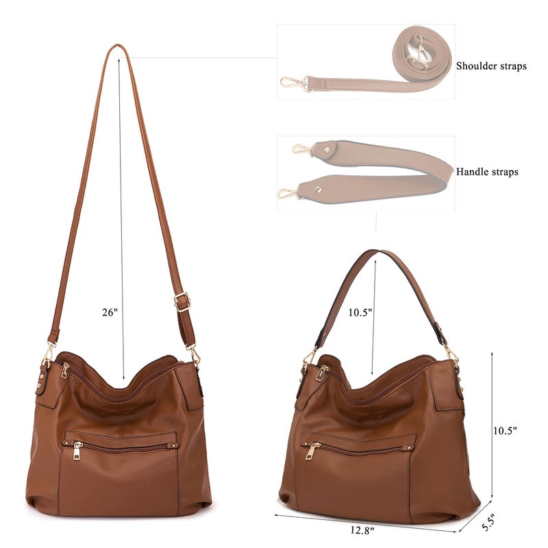 Idesort Large Crossbody Bags Ladies Shoulder Handbags Purse and Wallet Set for Women Totes Hobo Purses Brown - Image 5