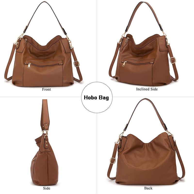 Idesort Large Crossbody Bags Ladies Shoulder Handbags Purse and Wallet Set for Women Totes Hobo Purses Brown - Image 4