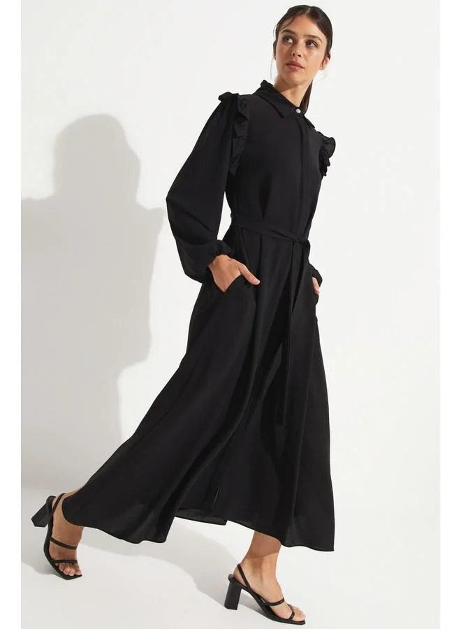 JUNE Ruffled Belted Maxi Dress