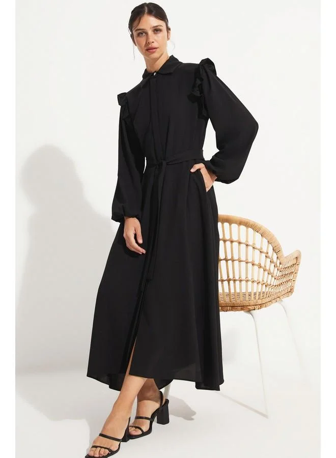 JUNE Ruffled Belted Maxi Dress