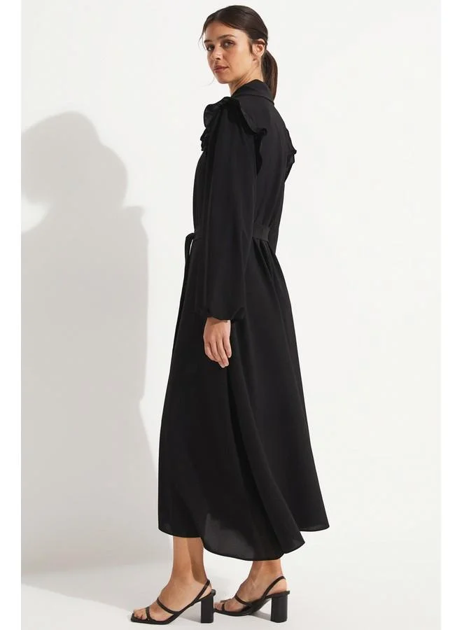 JUNE Ruffled Belted Maxi Dress