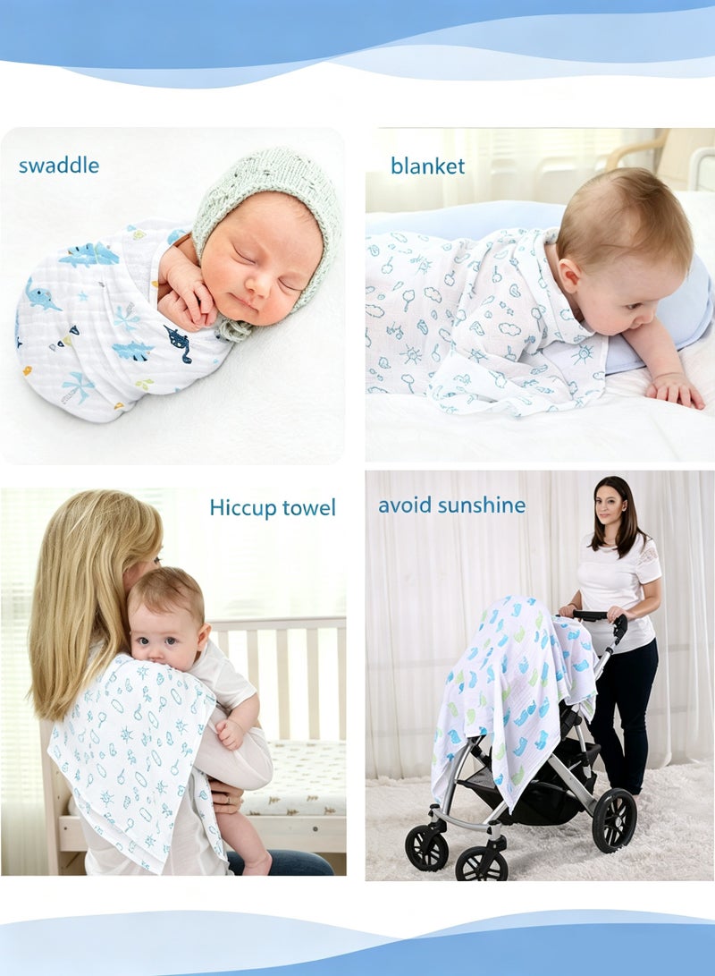 Miracle Baby 3 PCS Set Bamboo Cotton Baby Swaddle Blanket Newborn Blanket wrap Soft Baby Burp Cloth Breathable Baby Blankets for Girls and Boys 120x120cm - Image 3