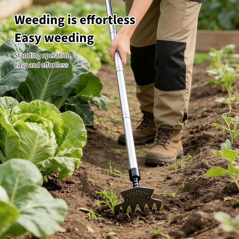 Cross-border all-steel double-sided hoe for weeding and shoveling, household tool with pointed rake, dual-purpose hoe, multi-functional hoe for gardening. - Image 3