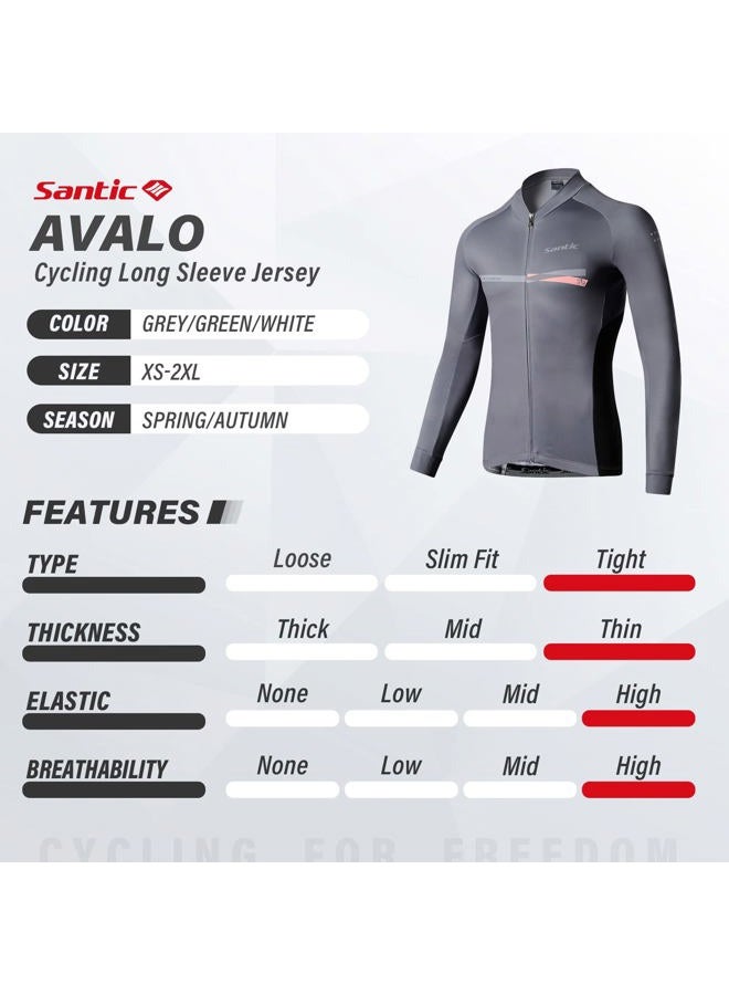 Santic Cycling Jersey Men's Long Sleeve Tops Mountain Bike Shirts Bicycle Jacket with Pockets Dark Grey XXL - Image 4