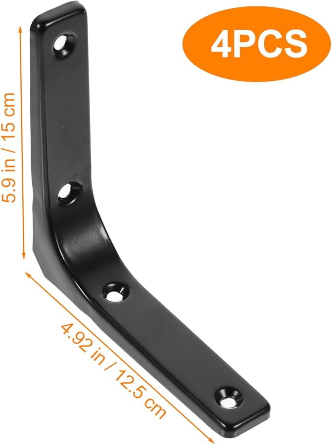 Tehaux 4 Pack Black Stainless Steel Heavy Duty Wall Shelf Brackets For Kitchen Bathroom - Image 3
