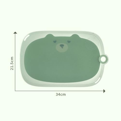 aDai Large Non-Slip Cute Cartoon Multipurpose Cutting/Chopping Board with Handle, Premium Anti Bacterial BPA Free Surface Fruits & Vegetable Pad for Kitchen (Green, 34CM) - Image 5