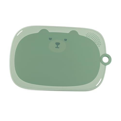 aDai Large Non-Slip Cute Cartoon Multipurpose Cutting/Chopping Board with Handle, Premium Anti Bacterial BPA Free Surface Fruits & Vegetable Pad for Kitchen (Green, 34CM) - Image 1