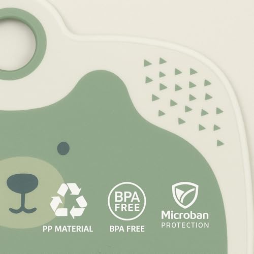 aDai Large Non-Slip Cute Cartoon Multipurpose Cutting/Chopping Board with Handle, Premium Anti Bacterial BPA Free Surface Fruits & Vegetable Pad for Kitchen (Green, 34CM) - Image 4