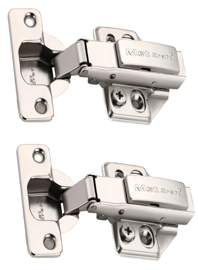 Met Craft Stainless Steel Be Blue Soft Close 3D Hydraullic Clip On Concealed Hinges for Half Overlay Door Pack of 1 Pair (0 Degree Crank, Silver) - Image 1