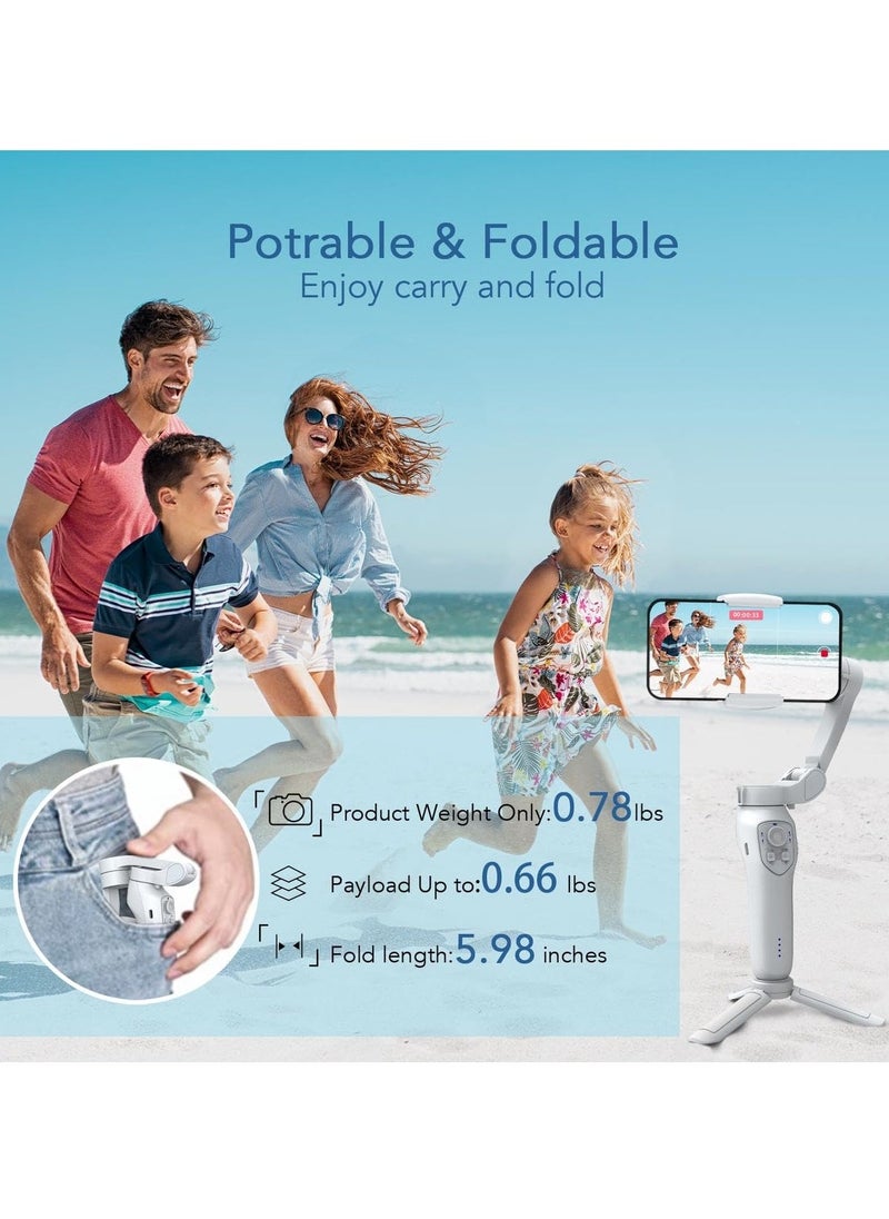 Generic - Smartphone Gimbal Stabilizer with Face Object Tracking 3 Axis Phone Gimbal for Android and iPhone Phone Stabilizer for Video Recording Built In Extension Rod Portable Vlogging Stabilizer Kit - Image 1