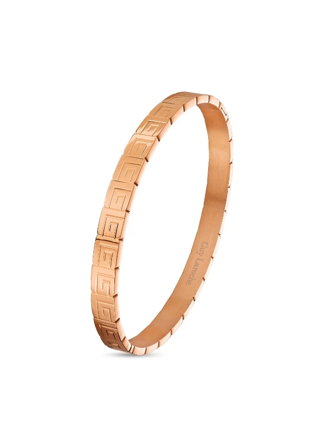 Guy Laroche Audrey Rose Gold Bangle with Engraved GL Logo for Women