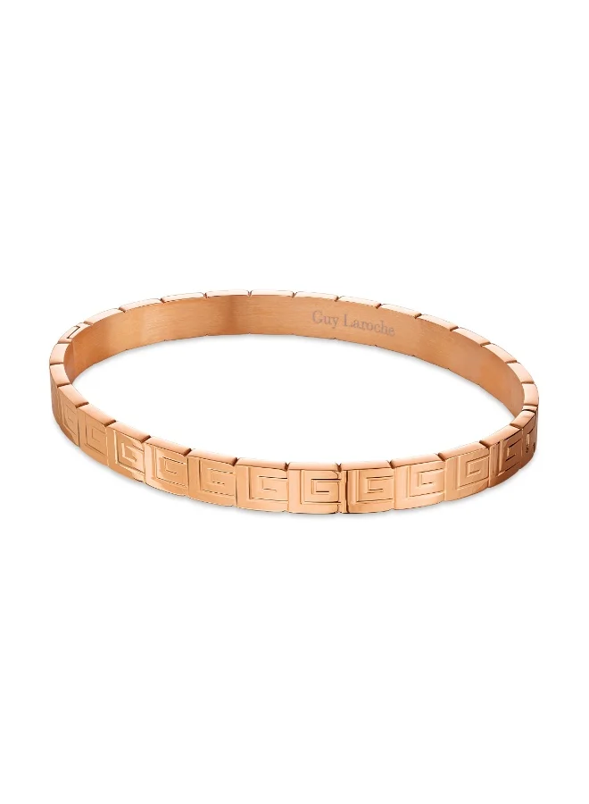 Guy Laroche Audrey Rose Gold Bangle with Engraved GL Logo for Women