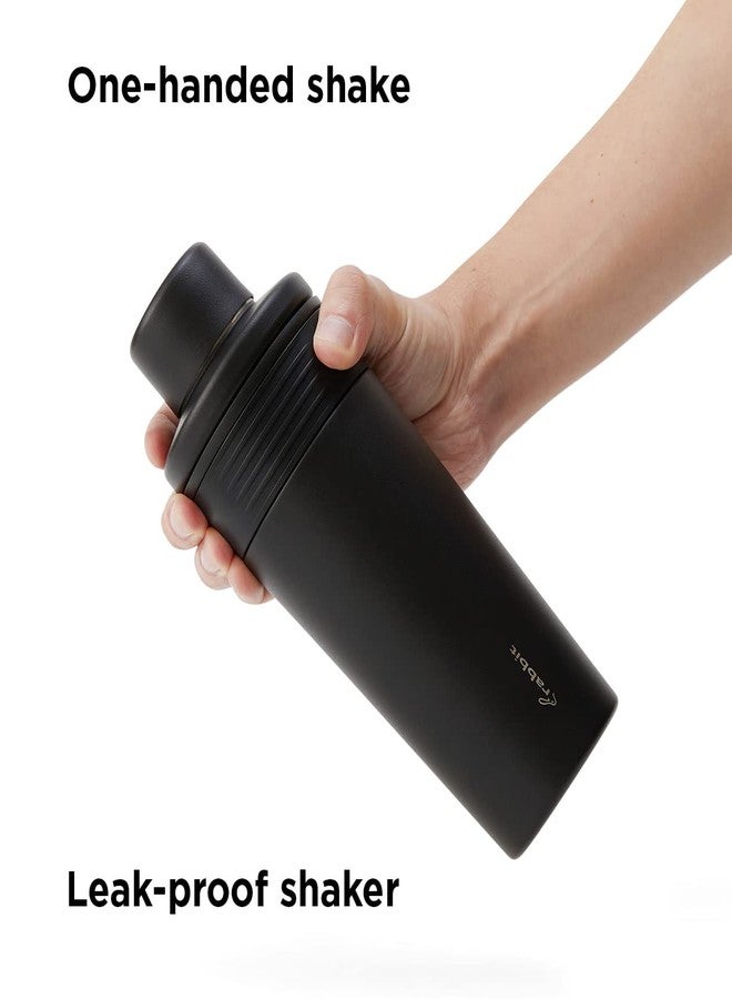 Rabbit Wine 18 oz Stainless Steel Cocktail Shaker, Multi-Use Stainless Steel Topper with 1.5 oz Jigger Cap and Strainer, Black - Image 4