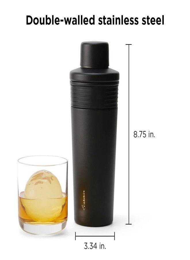 Rabbit Wine 18 oz Stainless Steel Cocktail Shaker, Multi-Use Stainless Steel Topper with 1.5 oz Jigger Cap and Strainer, Black - Image 2
