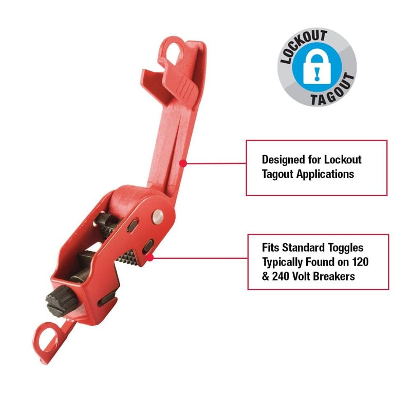 Master Lock Red Electrical Box Circuit Breaker Lockout, Tagout Breaker Box Lock for Standard Single and Double Toggles, 493B - Image 2