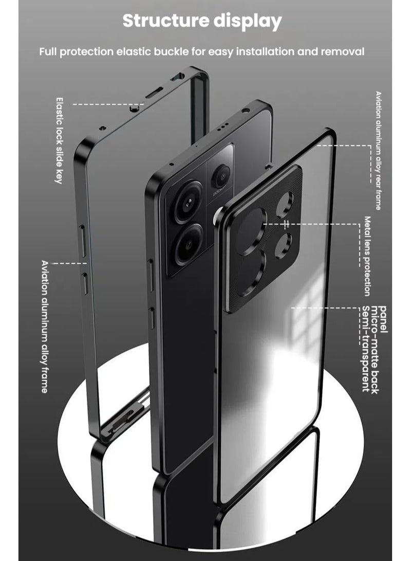 Case for Oppo Reno 13, one-sided Snap case with metal frame and translucent frosted back, metal drop protection case for Oppo Reno13 - Image 3