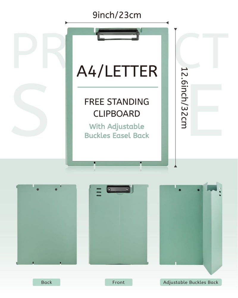 GAUENEEN Free Standing Clipboard and Desktop Stand with Adjustable Buckles Easel Back - Foldable Stand and Document Holder for School, Office and Business Use (9.37 x 12.6 inches) (Green) - Image 2