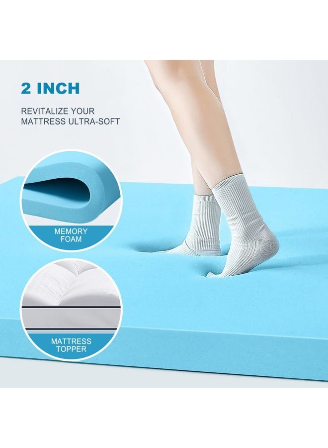 MASVIS King Size Dual Layer 4 Inch Memory Foam Mattress Topper, 2 Inch Gel Memory Foam and 2 Inch Cooling Pillow Top Mattress Pad Cover for Back Pain, Medium Support - Image 4