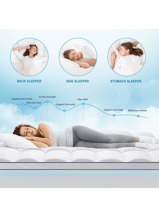 MASVIS King Size Dual Layer 4 Inch Memory Foam Mattress Topper, 2 Inch Gel Memory Foam and 2 Inch Cooling Pillow Top Mattress Pad Cover for Back Pain, Medium Support - Image 3