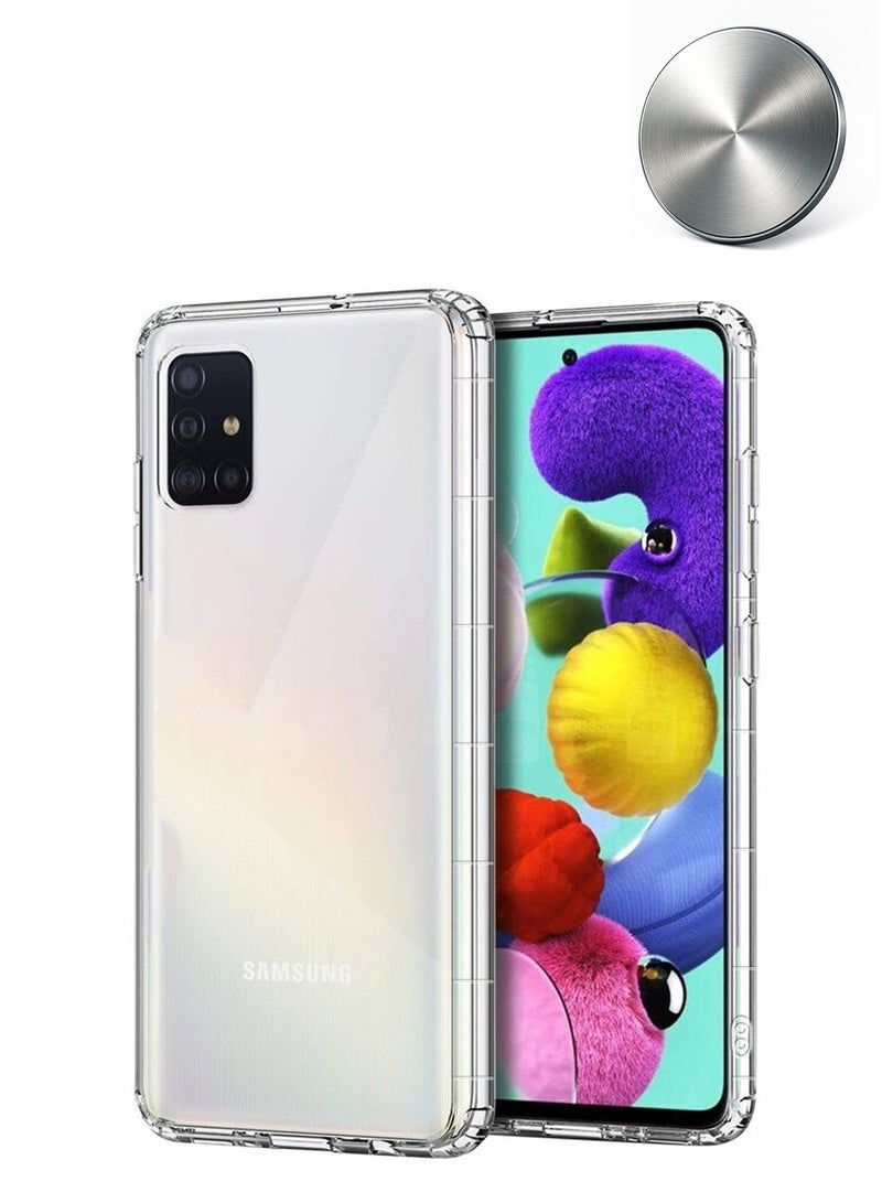 CHAPPELINE Airbag Case Series Premium Transparent Airbag Shockproof Anti-Yellowing Case Cover With Free Iron Plate For Samsung Galaxy A51 4G Clear - Image 1
