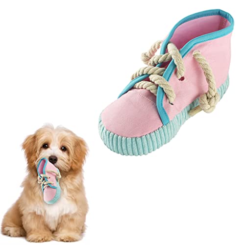 vocheer Dog Chew Toy Dog Toys to Keep Them Busy Durable Teething Shoe Interactive Squeaky Puppy ToySmallMedium Breze Machine Washable Pink - Image 1