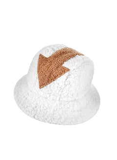 Y&D Bucket Hat Arrowhead Pattern Warm Cap Faux Fur Fisherman Winter for Women Girls Men, White Fluffy Cosplay Costume Adult (Unisex)  - Image 1