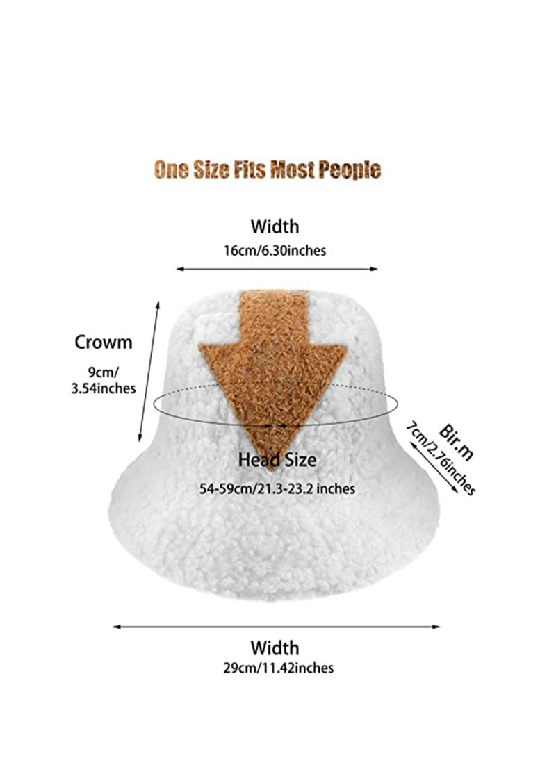 Y&D Bucket Hat Arrowhead Pattern Warm Cap Faux Fur Fisherman Winter for Women Girls Men, White Fluffy Cosplay Costume Adult (Unisex) - Image 5