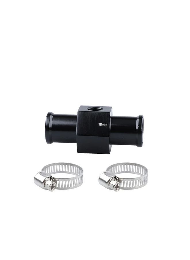 مستشعر مقياس درجة حرارة ماء السيارة الأسود بعرض 18 مم مع مشبكي خرطوم من الفولاذ المقاوم للصدأ - Image 1