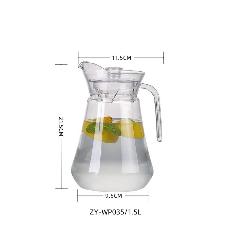 ZROY ENTERPRISE ZROY Detox Glass Jugs with Lid for Dining Table - Elegant 1300 ml Transparent Pitcher for Juice, Iced Tea, Infused Water, Milk, Lemonade, Hot & Cold Beverages, Ideal for Gift (Round - 1.3L) - Image 4