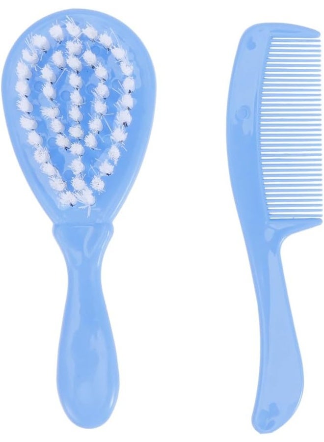 HEALLILY Baby Hair Brush and Comb Set for Newborn Scalp Grooming Product for Infant Toddler Kids (Blue) - Image 1